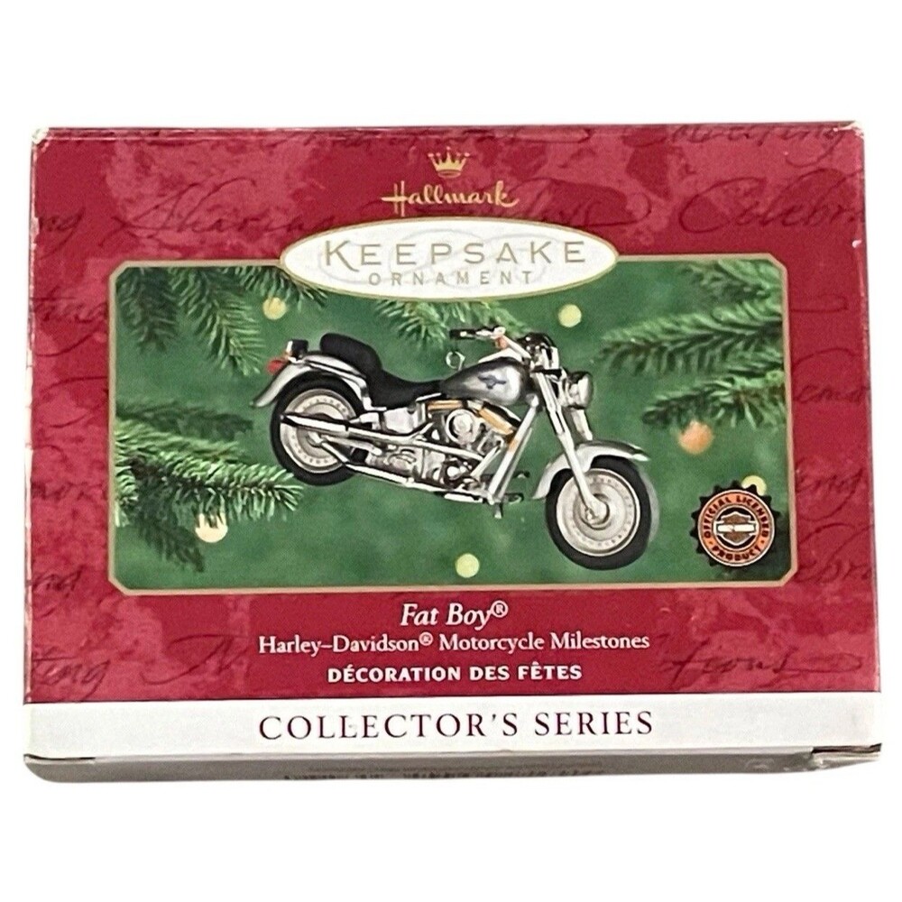 Fat Boy Harley-Davidson Motorcycle Milestone Hallmark Keepsake Ornament VTG 2000